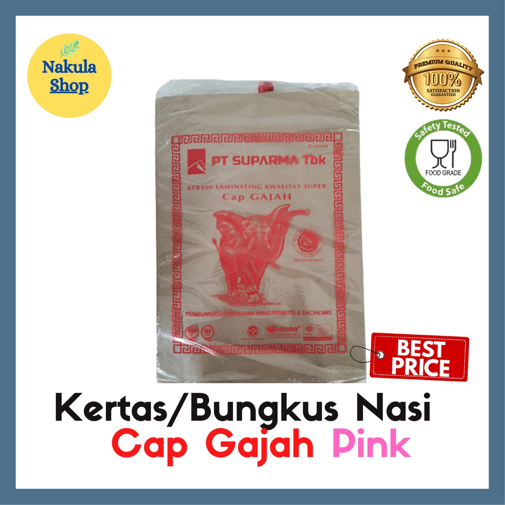 Kertas Nasi / Bungkus Nasi Cap Gajah Pink - Ukuran Besar Isi 250 Lbr