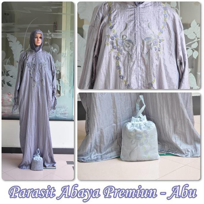 Diskon Rukuh Mukena Travelling Parasit Abaya Premium (Tanpa Kepala) Abu Murah