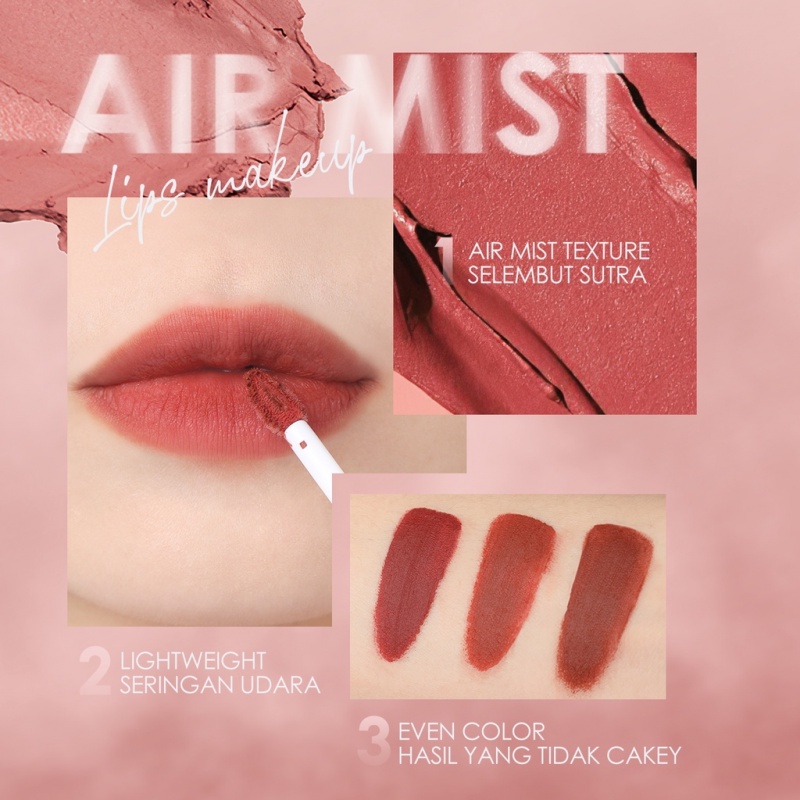 FOCALLURE Air Mist Lip Cream Velvet Matte Long-lasting Silky-Smooth Waterproof Lipstik fa344