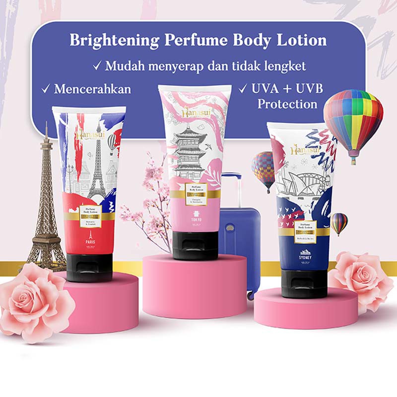 HANASUI Perfume Body Lotion 180mL UVA UVB Protection Sydney Tokyo Paris parfum losyen (VALENSIA)