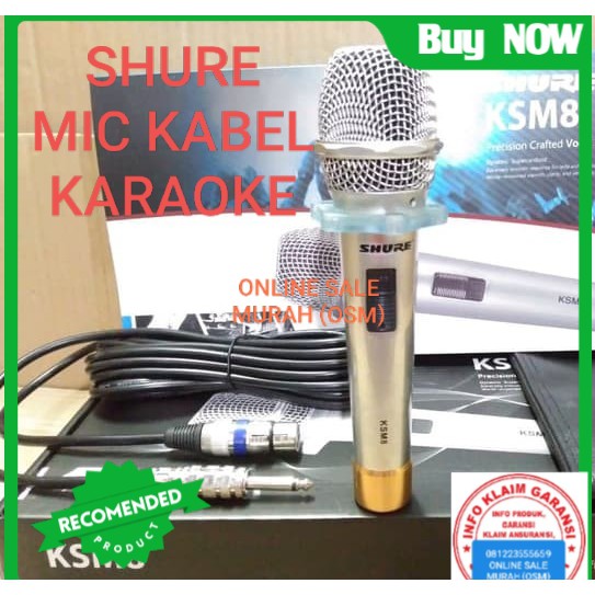 SHURE GOLDEN legendary Mic GOLD song musik kabel Microphone cable karaoke vocal audio sound mik pengeras suara pro profesional vokal mikrophone dynamic legendaris  TERBUAT DARI BESI  Microphone Shure KMS8 100% sama dengan gambar 1bh mic kabel 5-6 meter ka