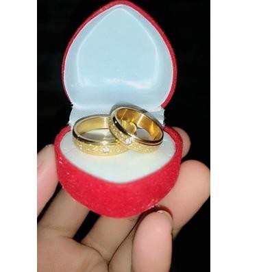 Produk Terbatas TERLARIS cincin tunangan titanium lapis emas anti karat FREE box love, lt0.....