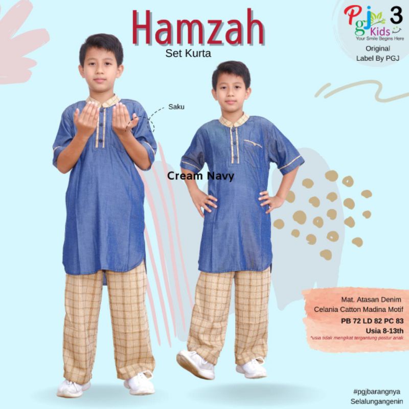 Hamzah Set Kurta/Baju Muslim Anak Laki Laki/Baju Anak Laki Laki