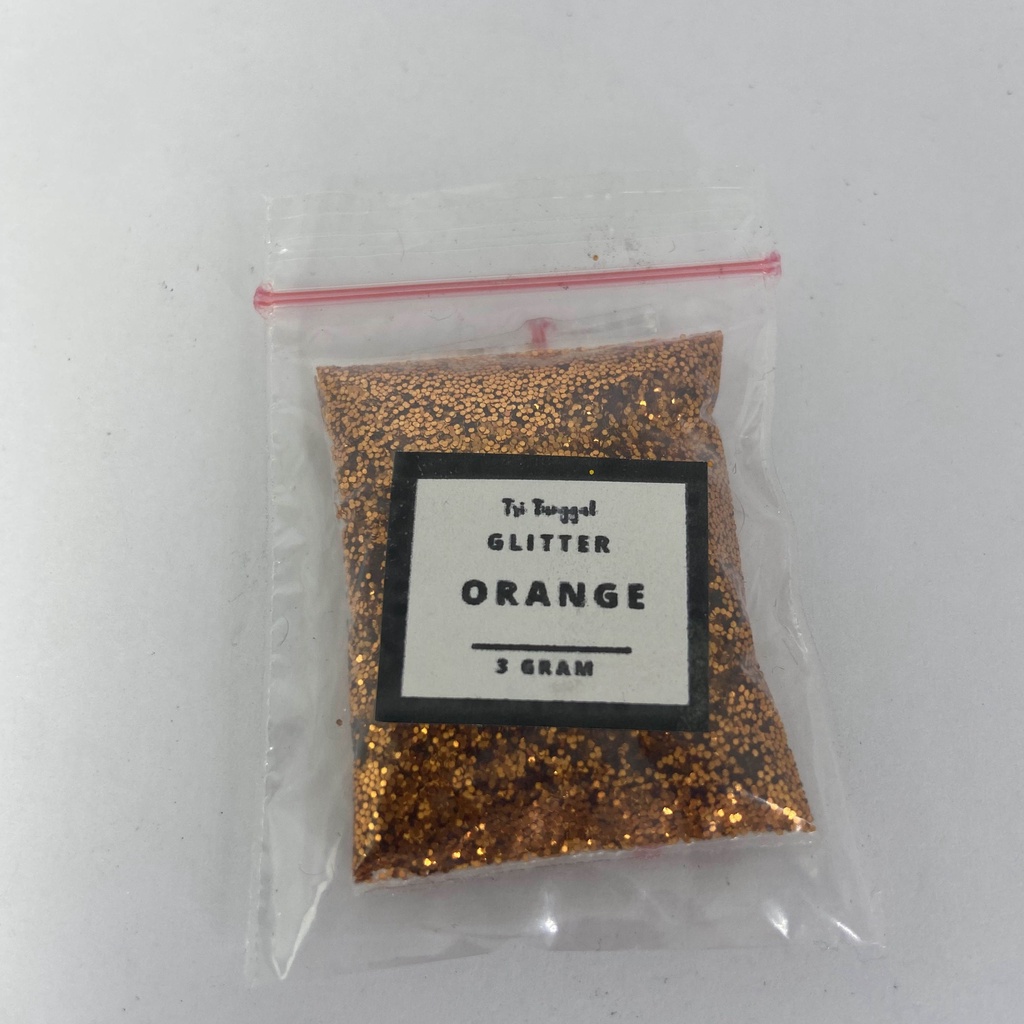 

Sparkle Glitter ORANGE Oranye 3gr 3gram Powder Serbuk Tabur Warna Warni Eceran Sablon Resin Pernak Pernik Hiasan Bubuk Padat DIY Kerajinan Kesenian Art Prakarya Seni Perlengkapan Bahan Craft Crafting Paint Painting Colour Color Tri Tunggal Malang