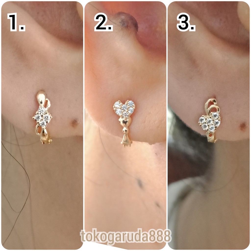 Banyak motif yaa Anting cetek klip jepit anak dan dewasa emas asli kadar 700 70 16k 22 surabaya permata love hati 1 gram NEW ARRIVAL ringan terbaru