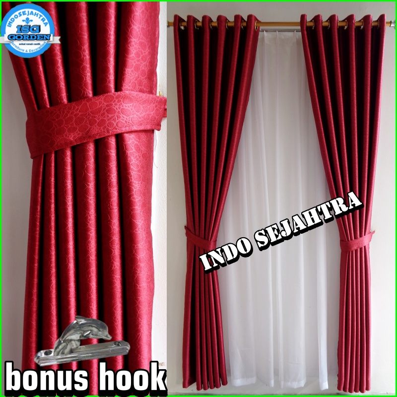 Gorden Minimalis Polos Import merah maroon abu tua abumuda Model Smokring Silver Tinggi 2 meter