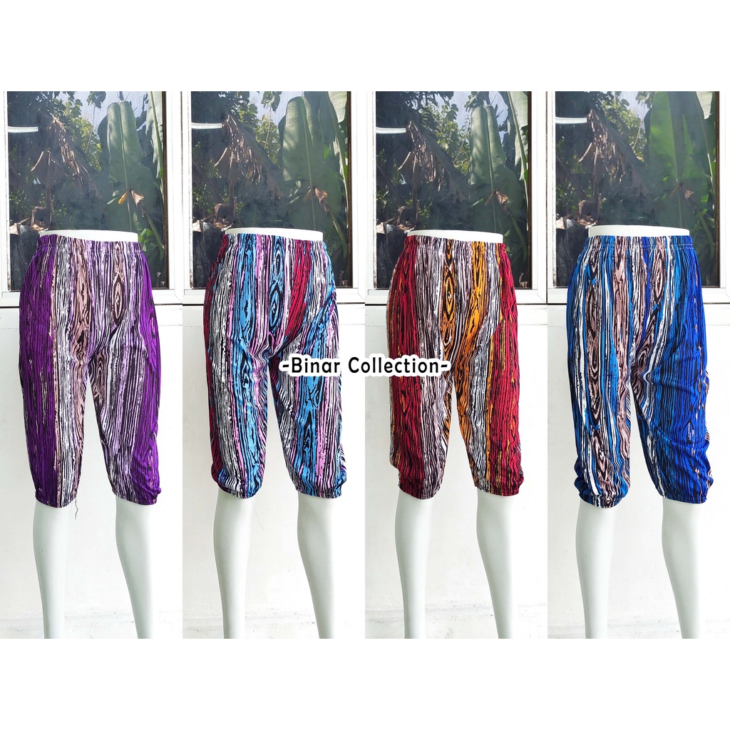 KR 03- Celana leging Kerut pendek 7/8 ibu / legging motif cewek dalaman harian santai wanita murah fit L XL