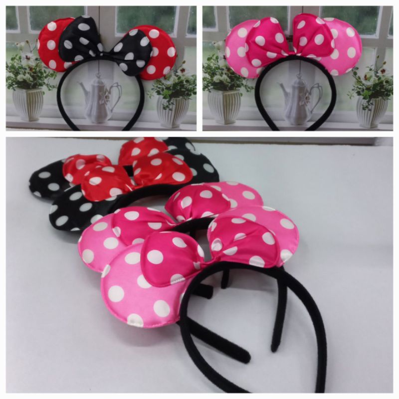 Bando Pesta Isi 6Pcs Bando Pita Merah Polkadot Grosir