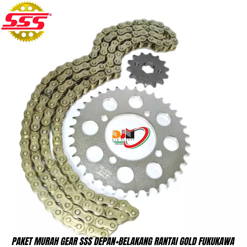 Gear Set SSS Paket Hemat Rantai Gold Honda Supra Fit New, Revo Abs, Karisma, Supra X125 (Tipe 428)