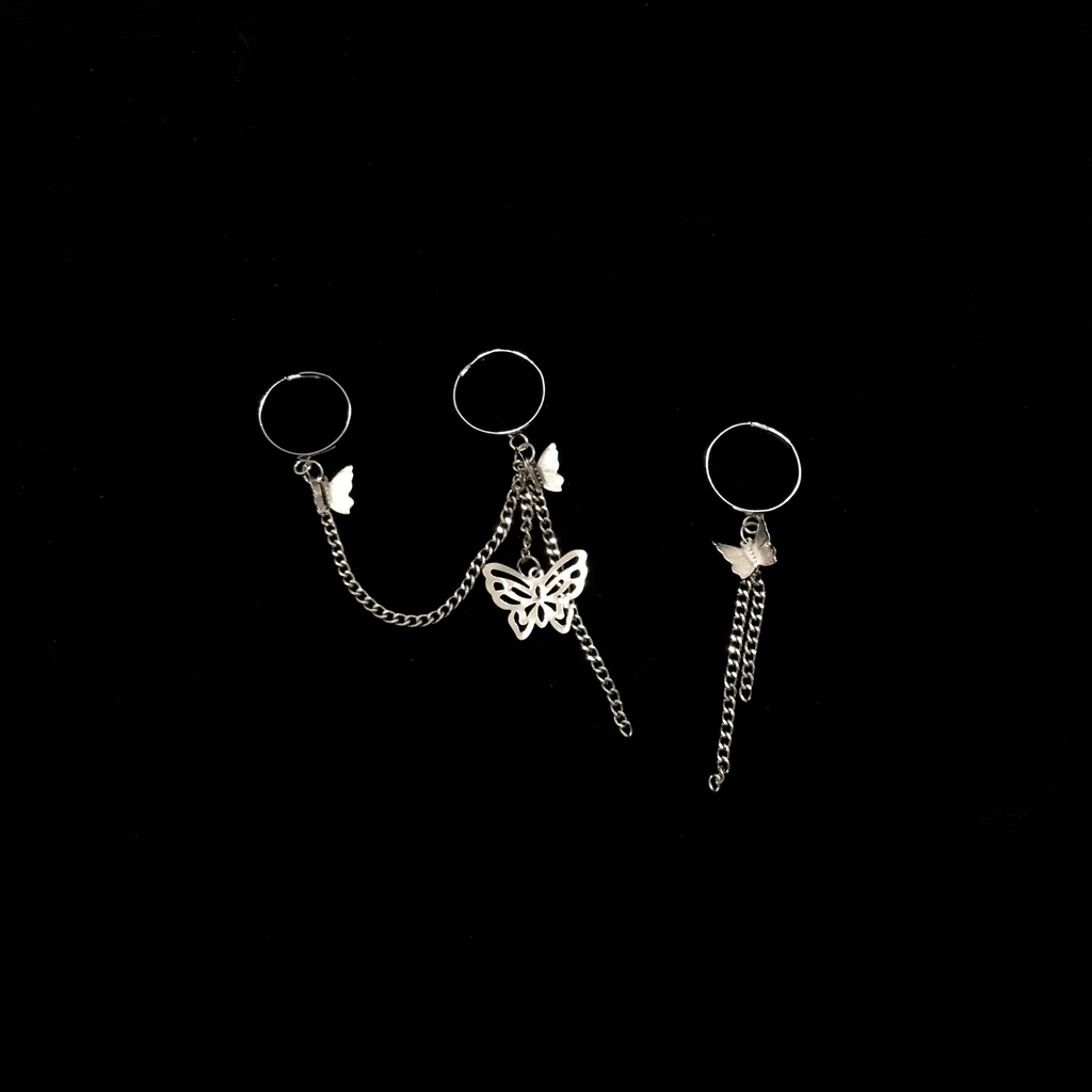[ Fashion Multi-layer Punk Butterfly Chain Adjustable Open  Rings ][ Lovely Gifts Jewelry  For Girl Friends ]