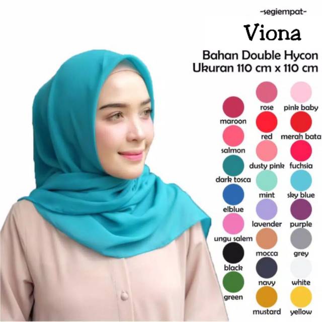 HIJAB SEGIEMPAT VIONA BEST SELLER FASHION MUSLIMAH - BAHAN DOUBLE HYCON PREMIUM