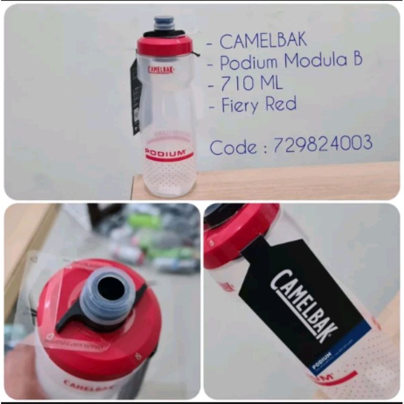 Bottle Camelbak Podium Mdl B 710ML Warna Fiery Red Merah Transparan code 729824003