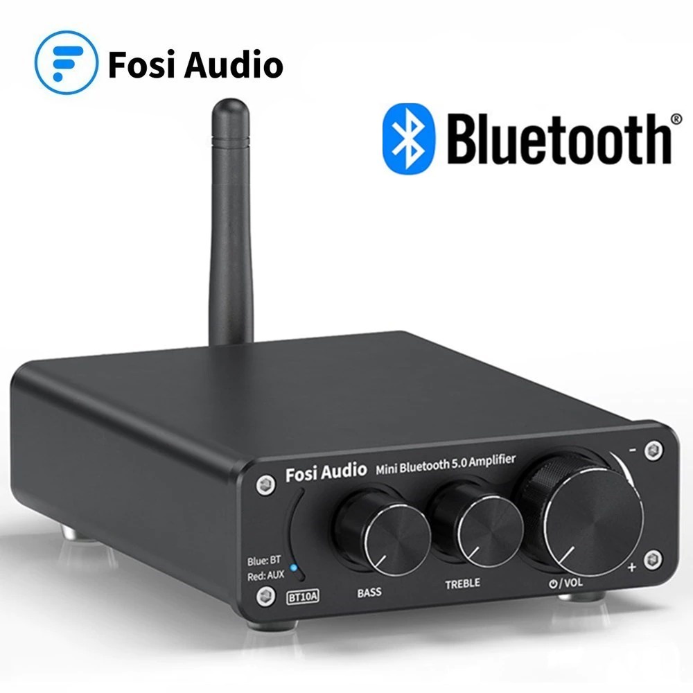 Amplifier Bluetooth FOSI HiFi 2 Channel 50Wx2 TPA3116D2 - BT10A - Black