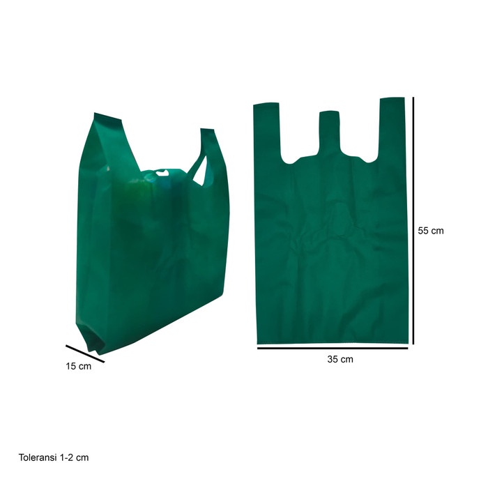 Tas Spunbond Besar Jumbo Model Kresek 35X55 Tas Kain Belanja Sponbon - Hijau Tua 051