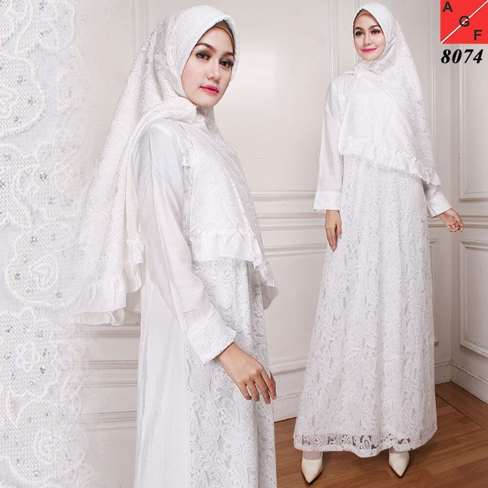 Gamis Umroh Putih 1 Set Hijab Syari Jumbo dan M-5L