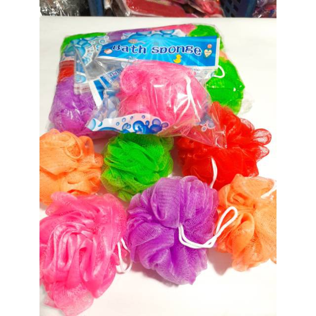 Spons mandi (6pcs)Besar  warna polos Bath Colorful Bath Spons Puff