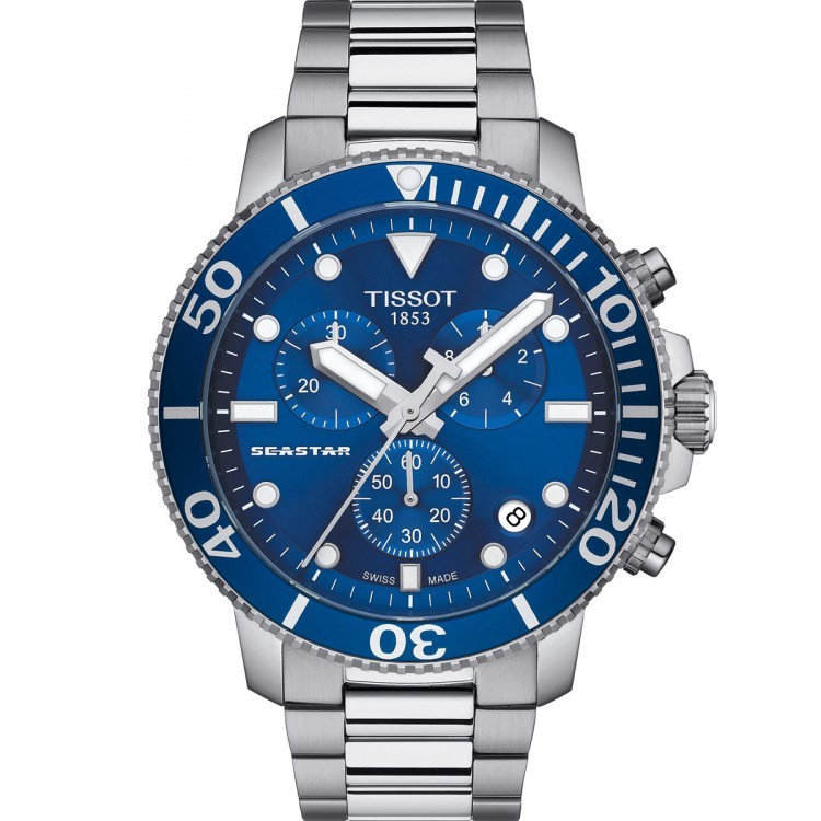 Tissot Seastar 1000 Chronograph T120.417.11.041.00 Jam Tangan Diver Pria Biru 45.5mm