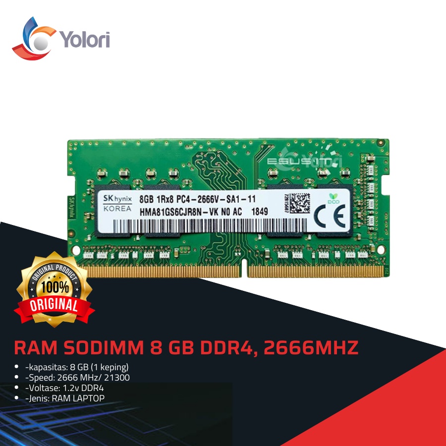 SK HYNIX RAM SODIMM 8GB DDR4 2666MHz