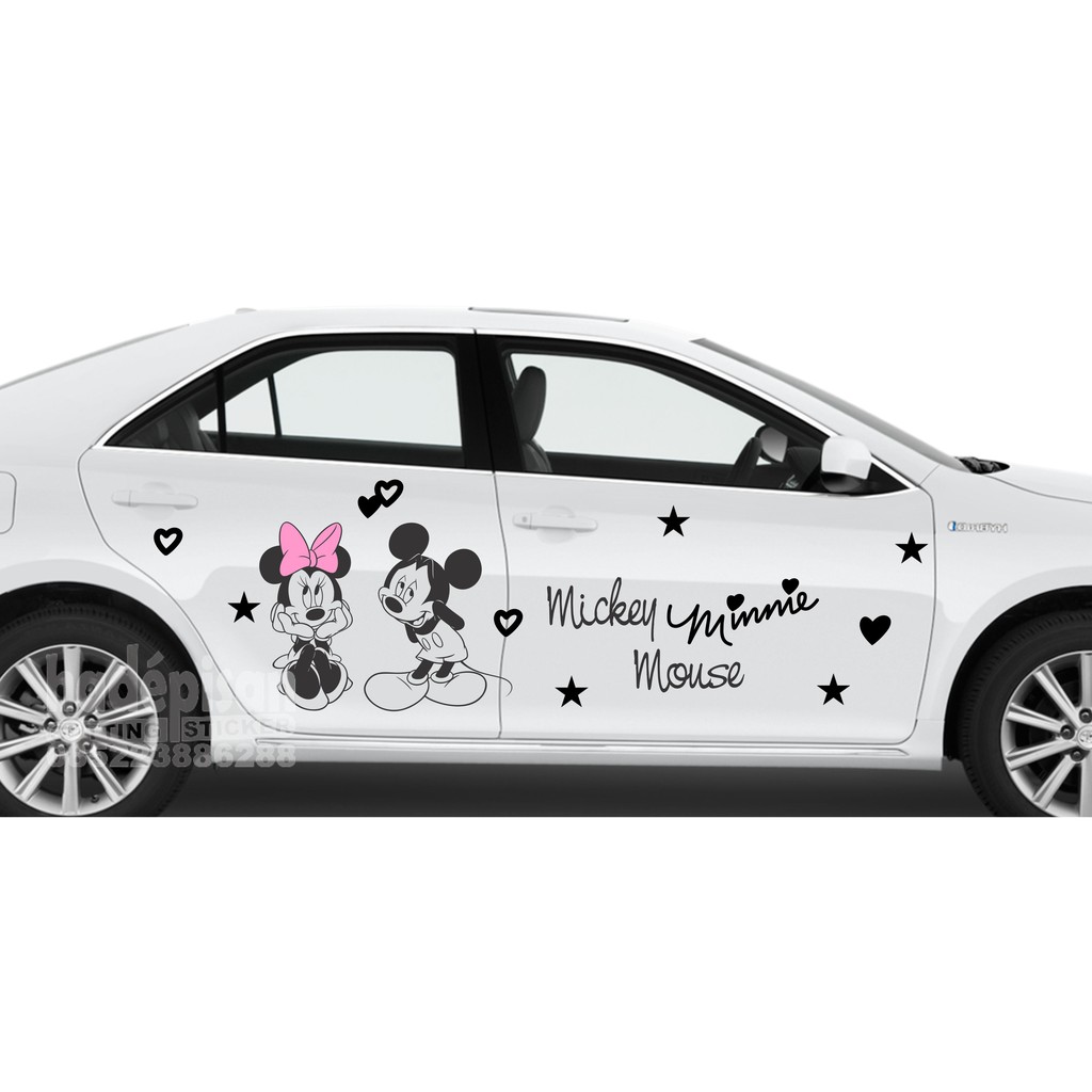 Stiker Mobil Mickey Mouse Minnie Cutting Sticker Body Kap Mobil