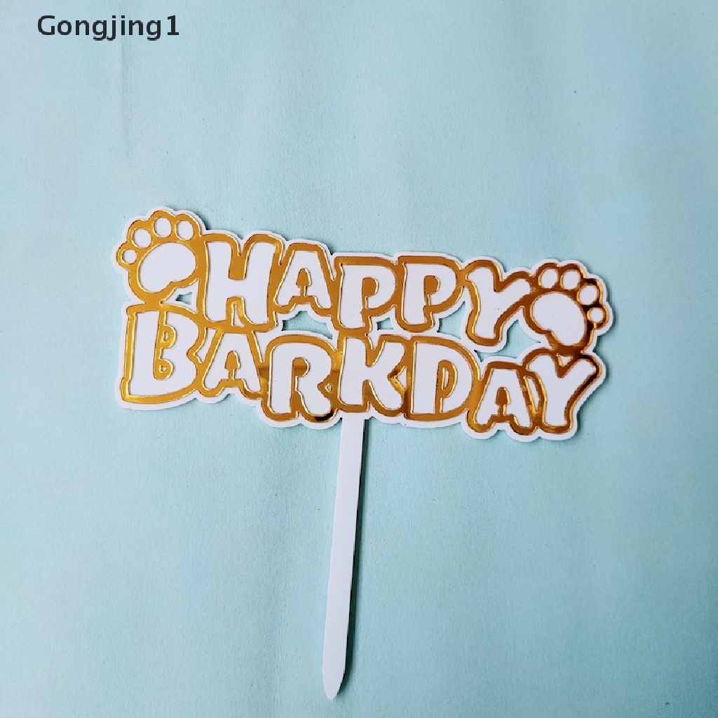 Gongjing1 Topper Kue Ulang Tahun Motif Print Anjing Bahan Akrilik