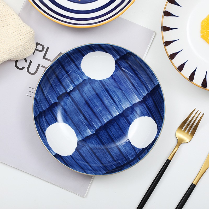 [P 18] PIRING JAPAN STYLE KERAMIK PORSELEN PORCELIN BULAT MODERN 7.5 INCI TEBAL TERBARU SAJI MAKAN-C DOT STYLE