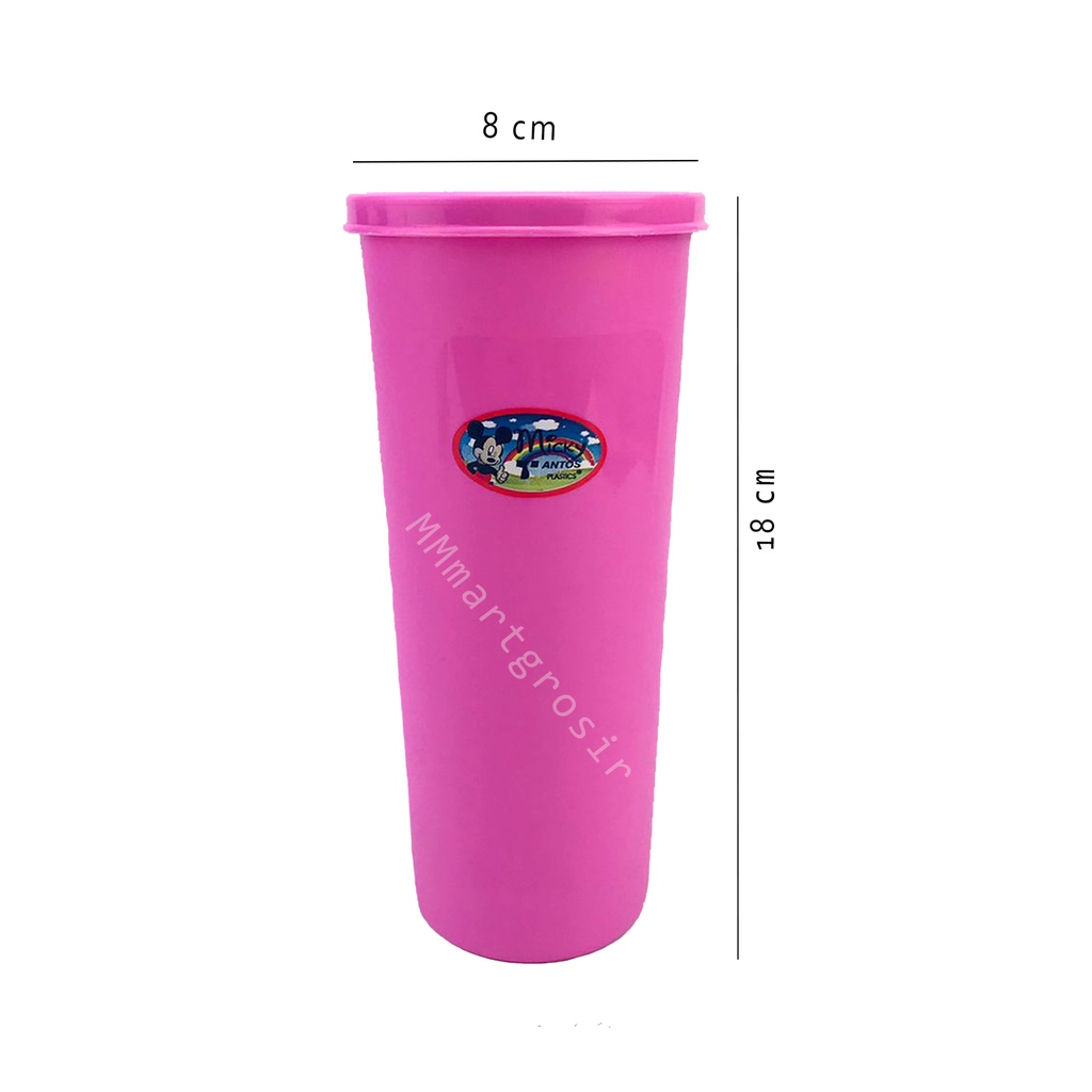 Tantos / Gelas+Tutup Micky / Mug Plastik (L) / Warna Pink 7203GT