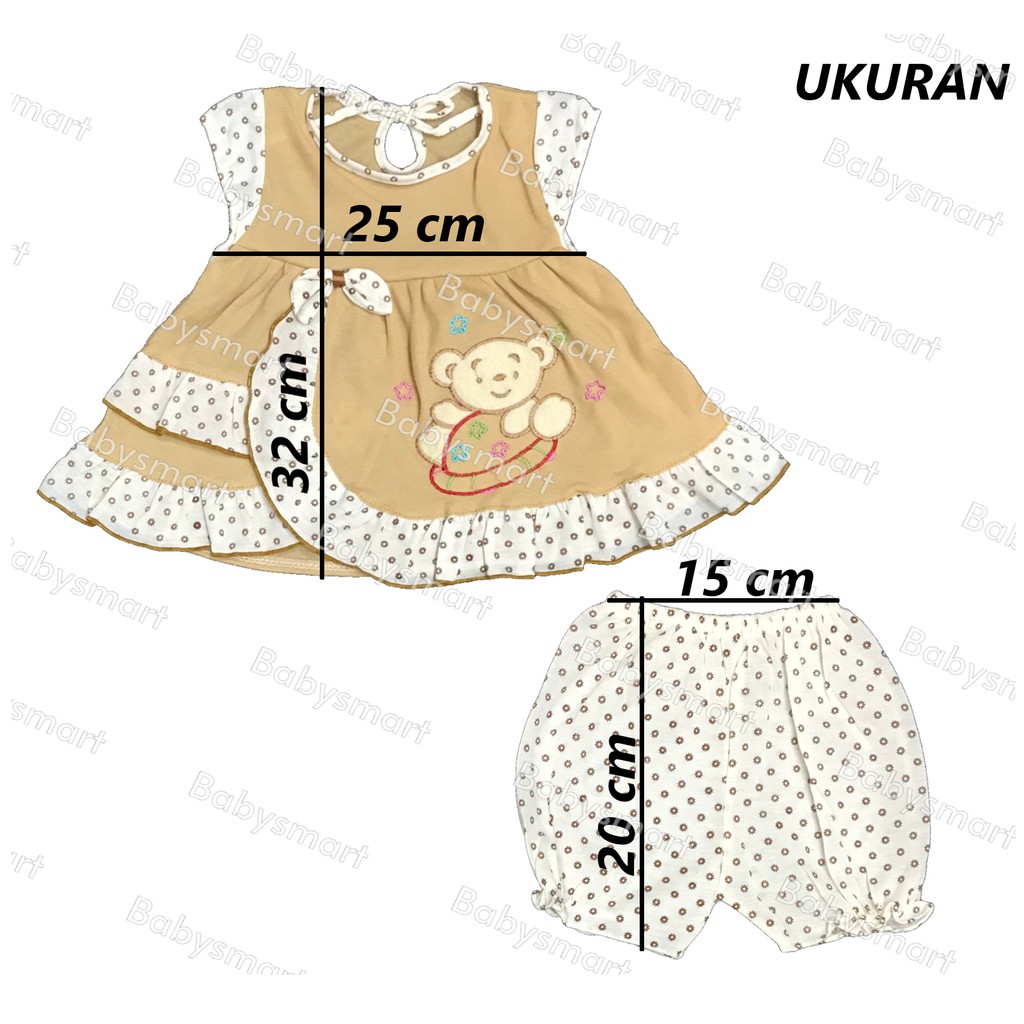 Babysmart - Setelan Baju bayi Perempuan motif BEAR SUSUN PLANET KIDS usia 0 - 6 bulan / Pakaian anak