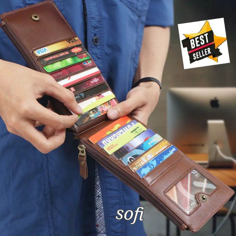 DOMPET KULIT SAPI ASLI  DOUBLE ZIPER KULIT LIPAT PRIA KULIT SAPI PREMIUM