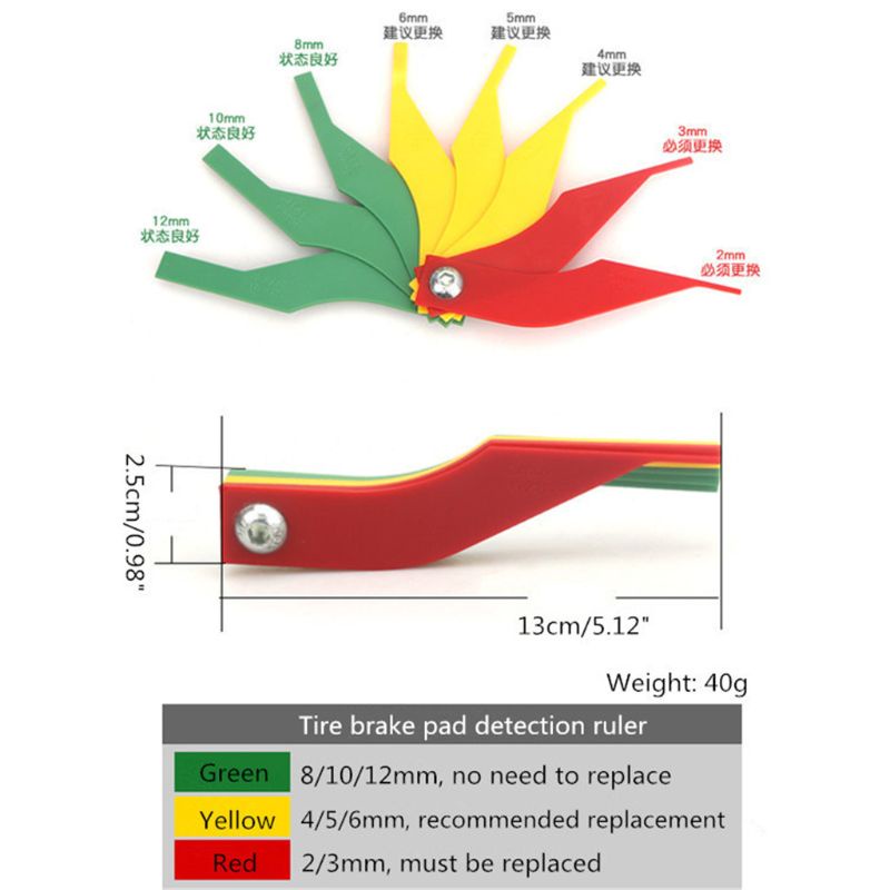 Gro Car Brake Pad Scale Thickness Gauge Blok Rem Mobil Alat Ukur Aus Untuk Perlindungan Alat Feeler Gauge Detec