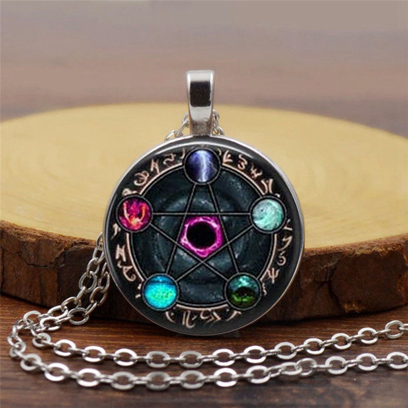 New Arrival Wiccan Pendant Necklace Constellations Of The Zodiac Wicca Pagan Jewelry Glass Cabochon Jewelry