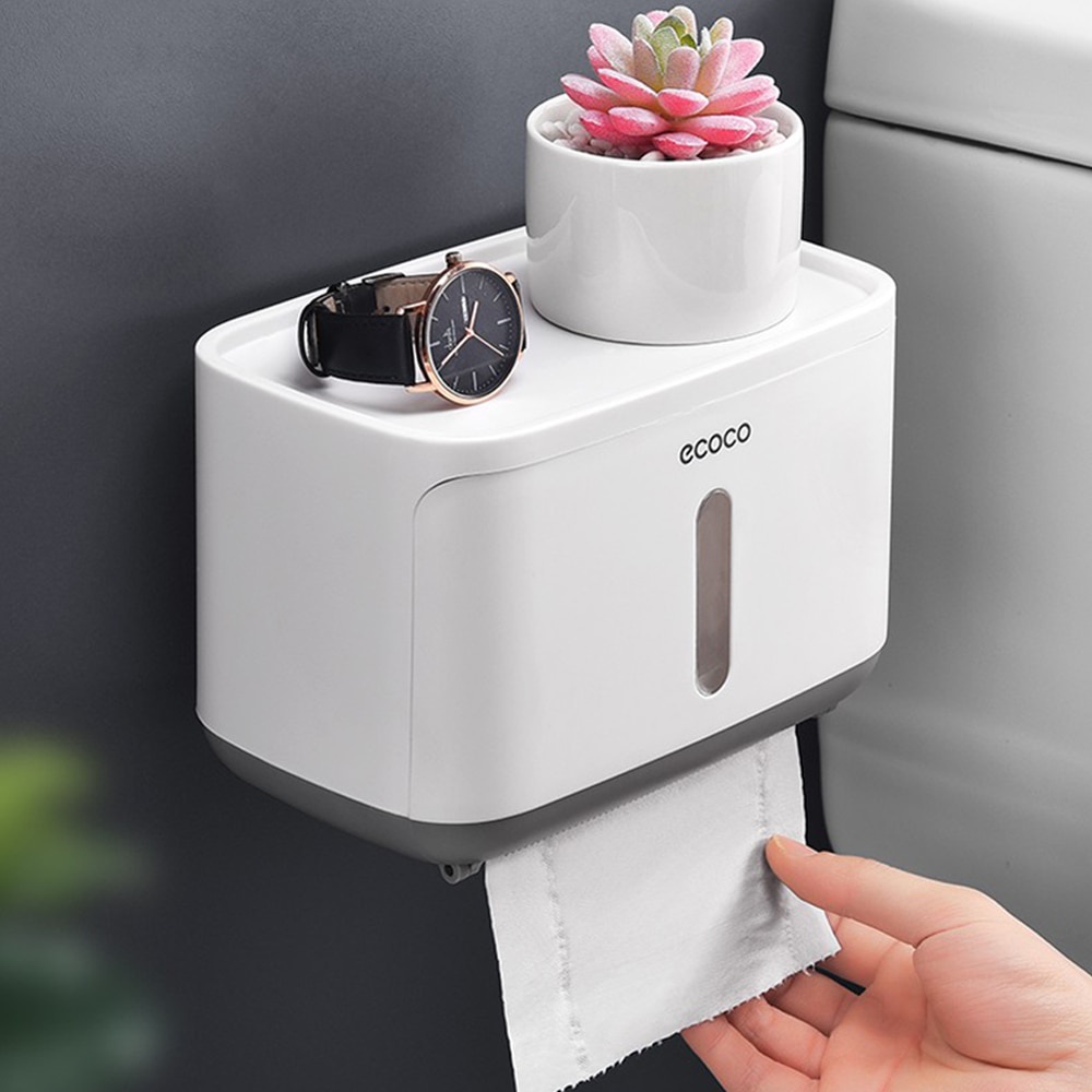 ECOCO Kotak Tisu Tissue Storage Toilet Paper Box Dispenser - Black