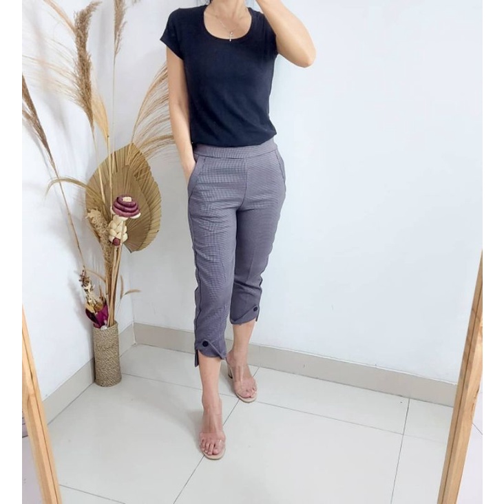 Houndstooth Button Pants/Celana Houndstooth