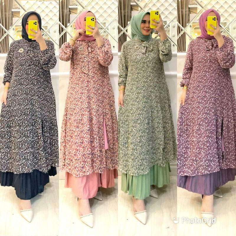 midi lidi curli ORI ,set tunik,set rok plisket