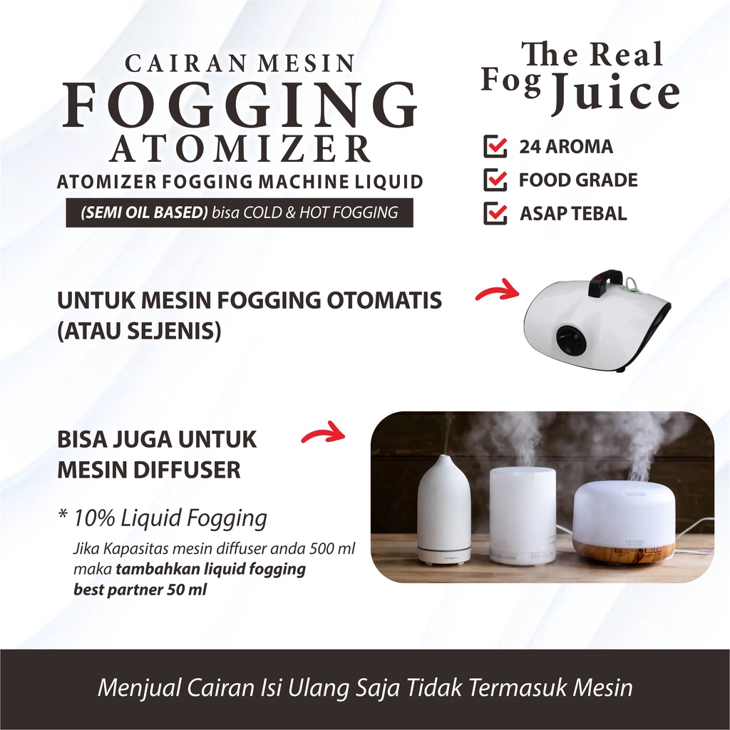 Cairan Mesin Fogging Aroma Segar 500 ML / Cairan Fogging Atomizer Segar 500 ml Botol Pet