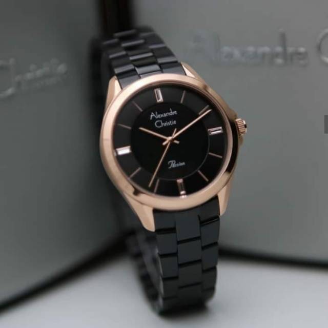 jam tangan wanita Alexandre Christie AC 2816 rose gold black