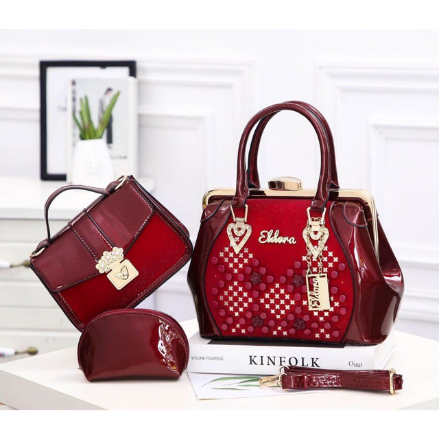 Eldora Behel Nathalie ES1212 (3in1) syafniegalery tas batam original brand tas murah ras glossy