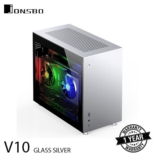 JONSBO CASE V10 SILVER GLASS MINI ITX