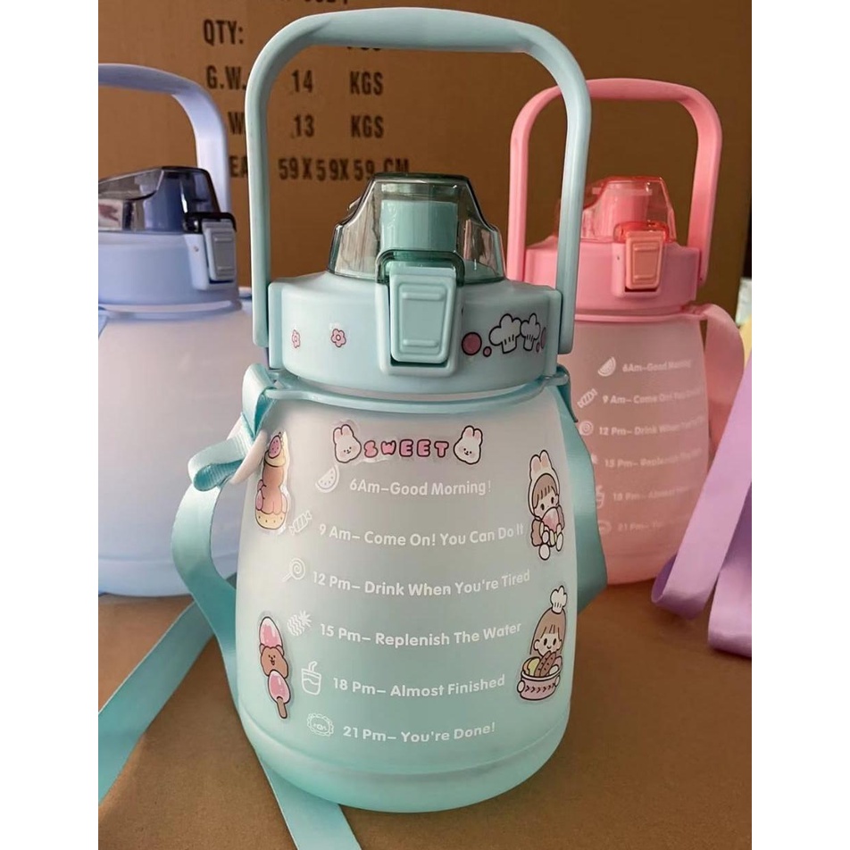 BOTOL MINUM MOTIVASI 1400 ML/ BOTOL MINUM VIRAL /BOTOL MINUM GEMOY