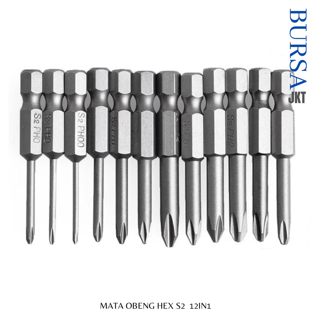 MATA OBENG TORX BITS SET MAGNETIC HEX SHANK S2 1/4 ISI 12PC