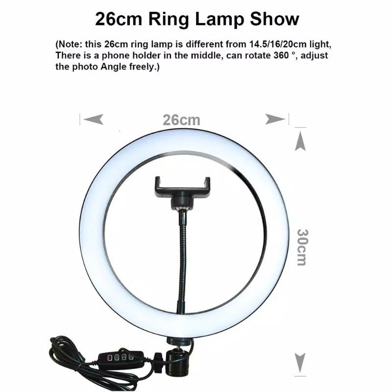 RING LIGHT LED 26CM. MAKE UP/VLOG.LAMPU TRIPOD 3161