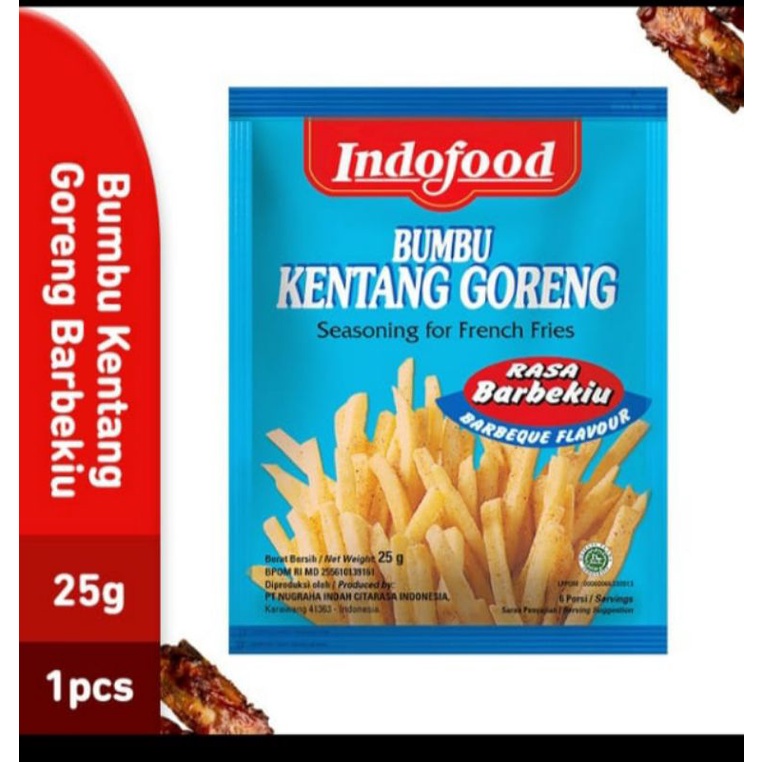 

Bumbu kentang goreng Indofood rasa Barbekiu 25gr