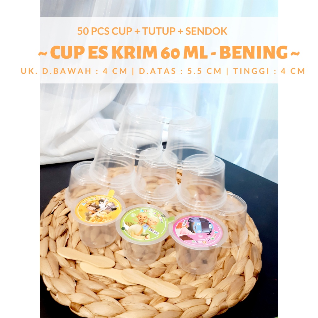 Jual Cup Ice Cream - 1 Cup Es Krim - Harga Cup Kertas Kecil - Cup Es Krim Bergambar - Paper Cup 60 m