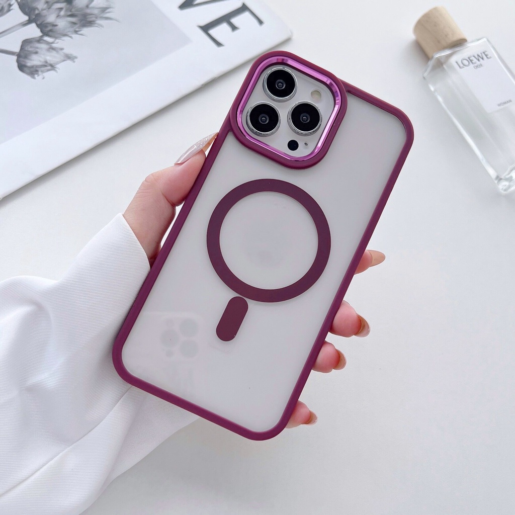 Case Pelindung Lensa Kamera Belakang Magnetik Bahan Logam Transparan Untuk iPhone 14 Pro Max 14 13 Pro Max 12 Pro Max