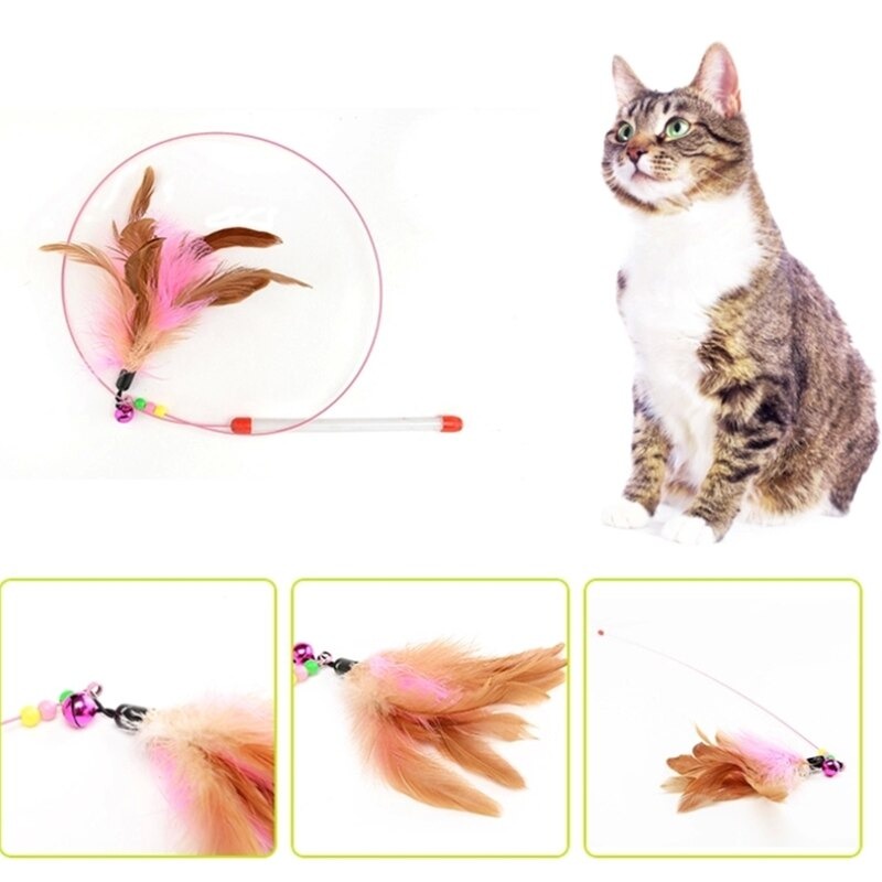 Mainan Tongkat Kucing Stick Kucing Bulu Angsa Cat Toy Teaser Bahan Lentur Kuat Tidak Patah FEFARM