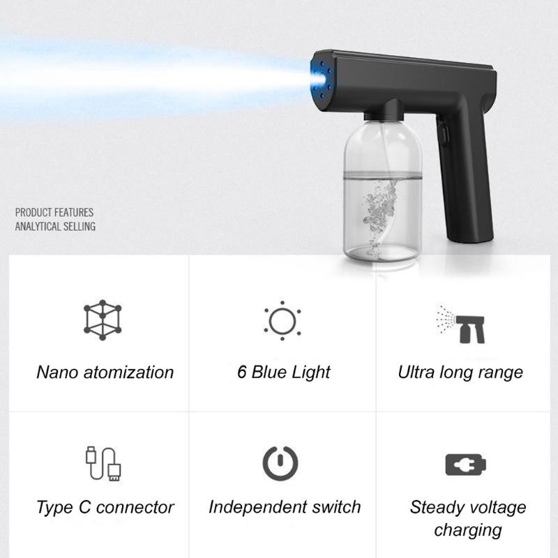 DISINFECTANT  SPRAY GUN WIRELESS NANO BLUE LIGHT ATOMIZER