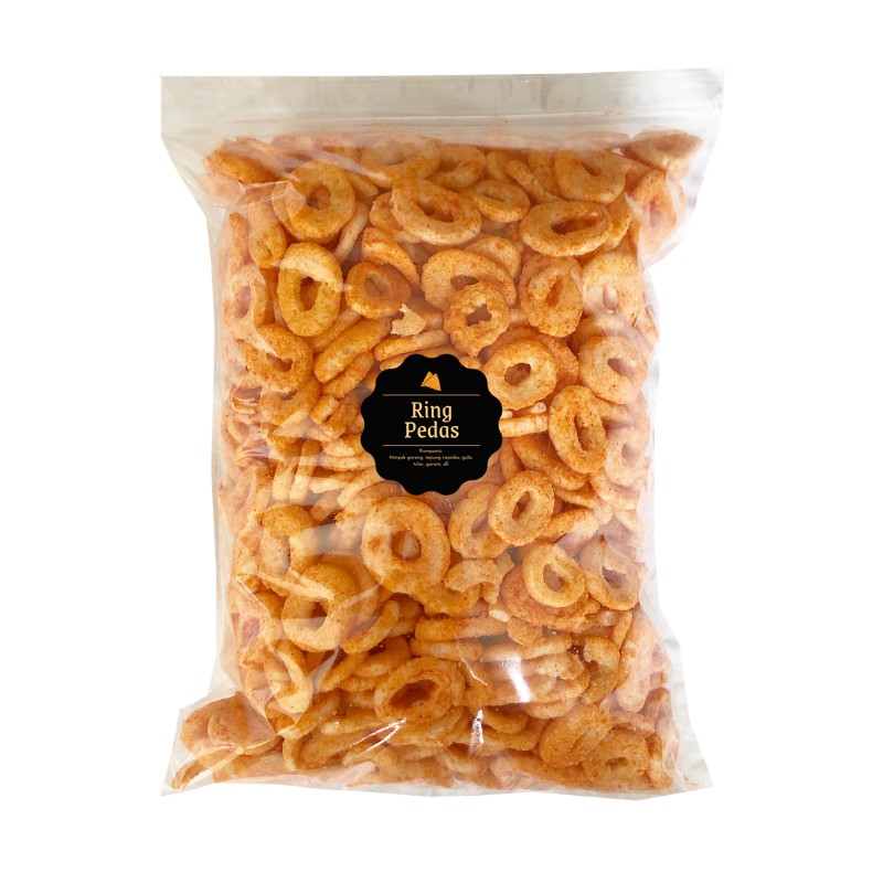 [DELISH SNACKS] Ring Pedas (Grosir) 250gr / Snack Cemilan / Camilan Kerupuk Ikan Asin Gurih