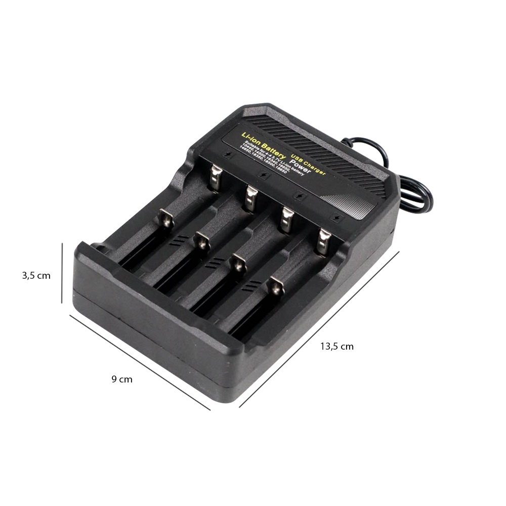 Charger Baterai 18650  USB Lithium 18650 4 Slot- Casan Batrei 18650 Original Taffware 4 Slot