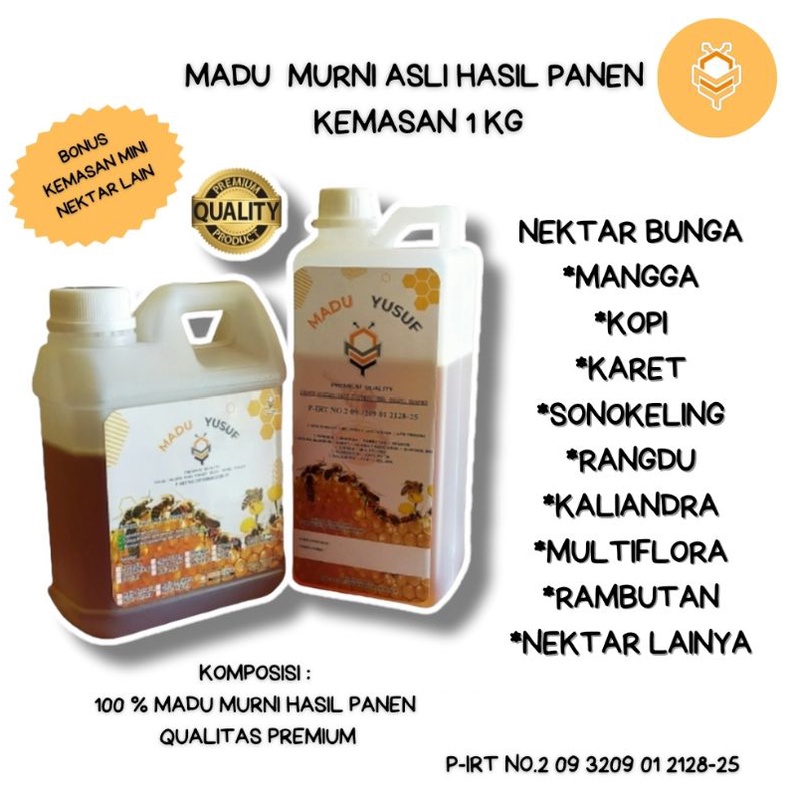 

Madu Yusuf murni asli hasil panen nektar bunga premium quality | 1 kg