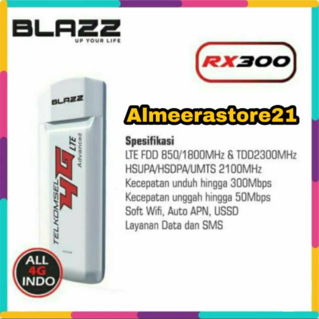 Modem USB RX300 Telkomsel BLAZZ 4G LTE FDD 1800/TDD 2300 UNLOCK MURAH