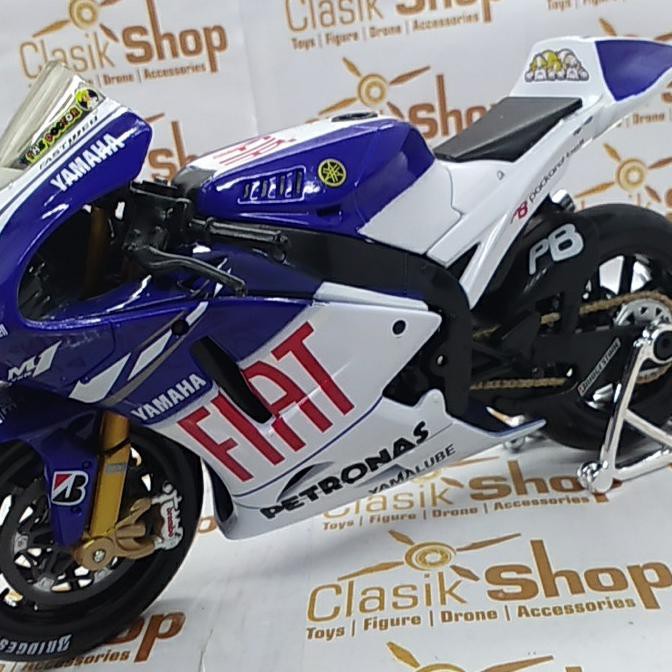 Buruan Serbu] Diecast Motor Yamaha Yzr M1 Motogp 2009 # 46 Rossi Skala 1: 10